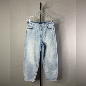 Express Balloon Jeans Womens 6 Blue High Rise Distressed Denim